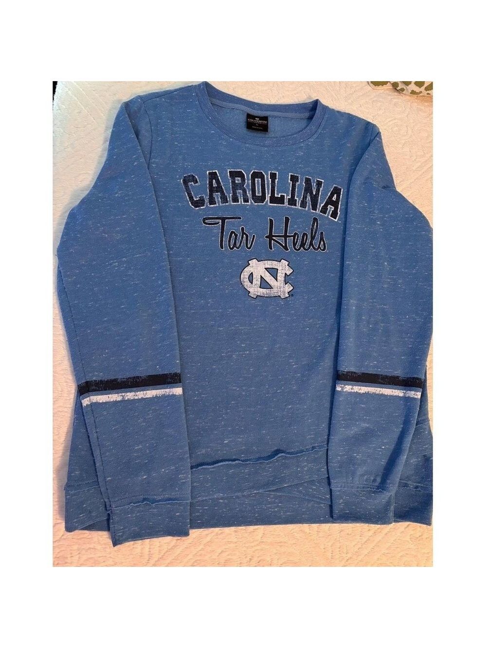 COLOSSEUM Womens Size L Light Blue Carolina Tar Heels NCAA Sweatshirt Raw Hem